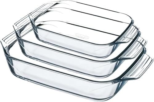 Pyrex Irresistible Set de 3 Fuentes para el Horno de Extrema Resistencia a Choques Térmicos, 3 Unidades, Transparente